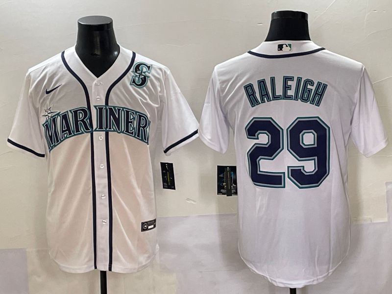 Men 2025 Seattle Mariners 29 Raleigh White Game Nike MLB Jersey style 8